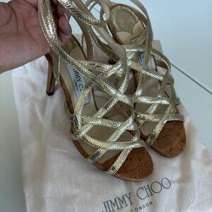 Jimmy Choo Metallic Gold Strappy Heels